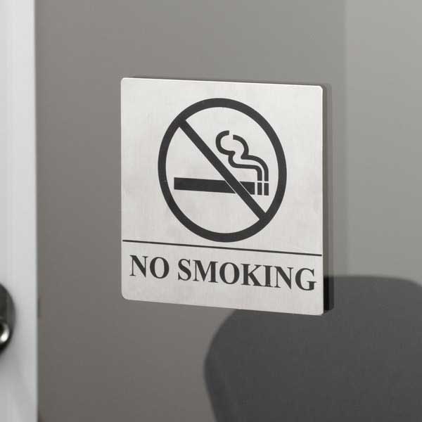 No Smoking Sign - Stainless Steel, 5" x 5" / Tablecraft