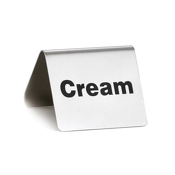 Stainless Steel "Cream" Tent Sign 2 1/2" x 2" / Tablecraft