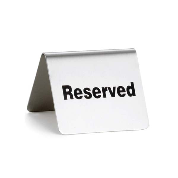 2 1/2" x 2" Stainless Steel "Reserved" Tent Sign / Tablecraft