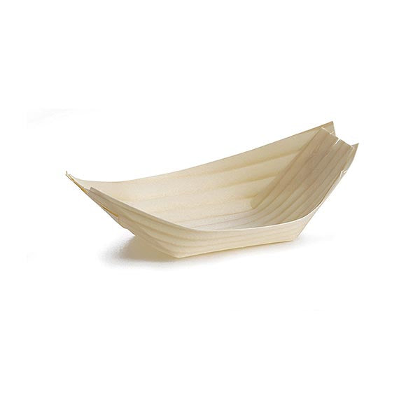 4.75" x 2.5" Disposable Serving Wood Brown Boat / Tablecraft