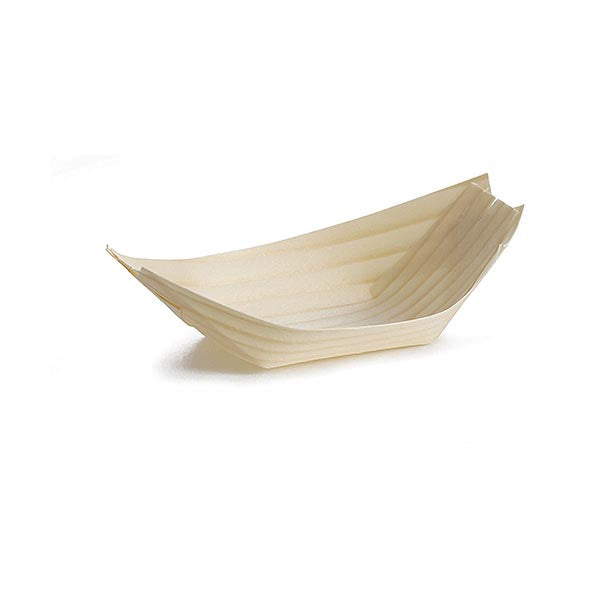 8" x 4" Extra Large Disposable Wood Brown Boat / Tablecraft