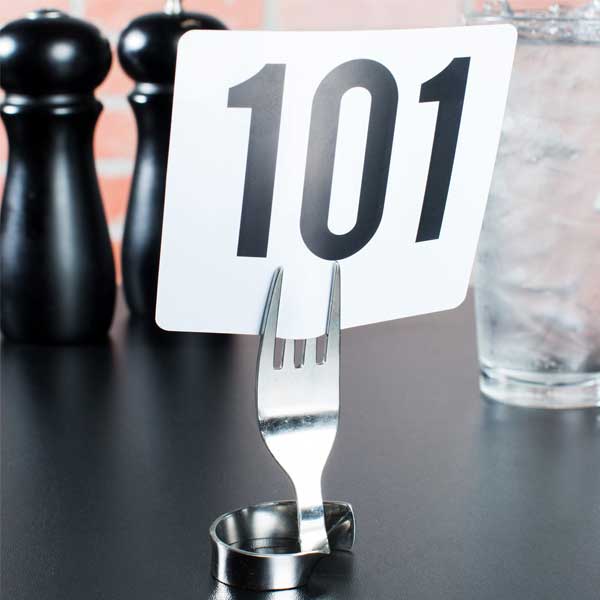 4" Fork Card Holder, Stainless Steel / Tablecraft