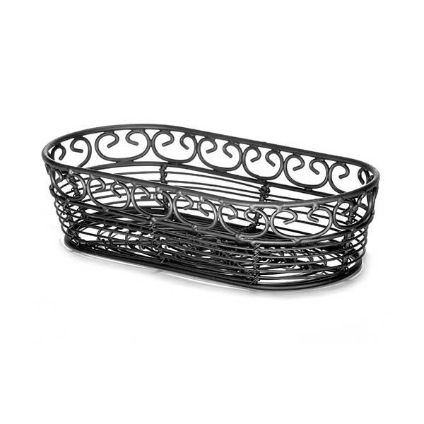 Mediterranean Oblong Black Metal Basket - 9" x 4" x 2" / Tablecraft
