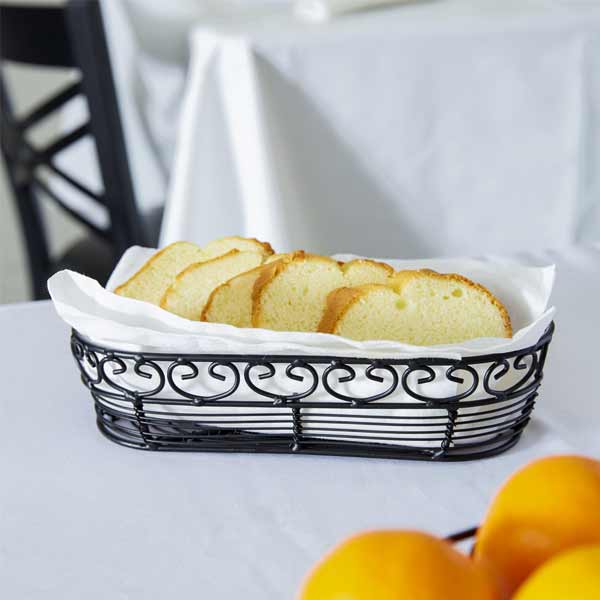 Mediterranean Oblong Black Metal Basket - 9" x 4" x 2" / Tablecraft