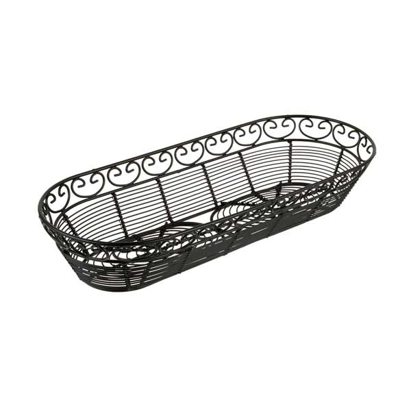 Mediterranean Oblong Black Metal Basket - 15" x 6 1/4" x 3" / Tablecraft