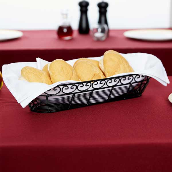 Mediterranean Oblong Black Metal Basket - 15" x 6 1/4" x 3" / Tablecraft