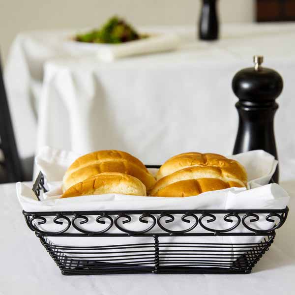 Mediterranean Rectangular Black Metal Basket - 9" x 6" x 3" / Tablecraft