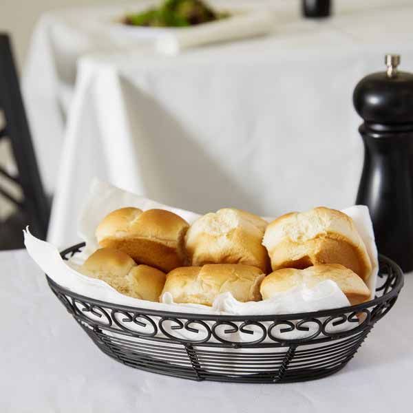 Mediterranean Oval Black Metal Basket - 9" x 6 1/4" x 2 1/4" / Tablecraft