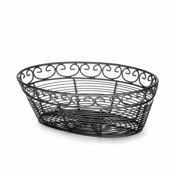 Mediterranean Oval Black Metal Basket - 10" x 6 1/2" x 3" / Tablecraft