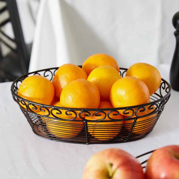 Mediterranean Oval Black Metal Basket - 10" x 6 1/2" x 3" / Tablecraft