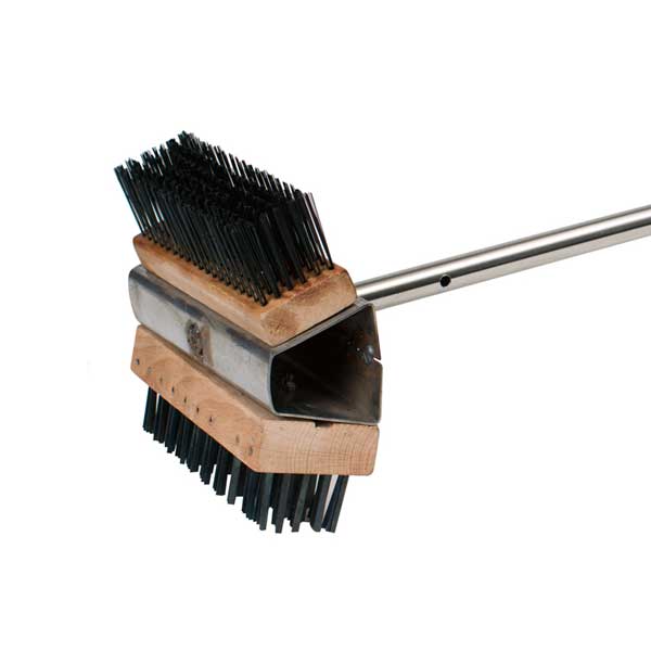 Wire Dual Headed Cleaning Brush with 28" Stainless Steel Handle / Winco