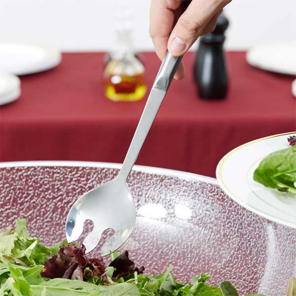 11 3/4" Hollow Stainless Steel Handle Notched Salad Spoon / Winco