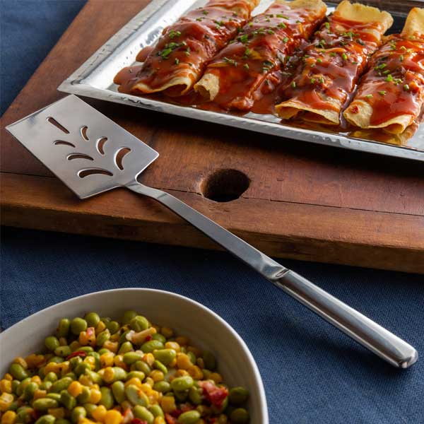 14" Stainless Steel Perforated Turner with Hollow Handle / Winco