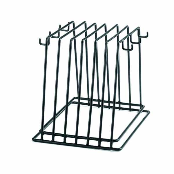 10" x 9 1/2" x 12 1/2" Stainless Steel Black Cutting Board Storage Rack / Tablecraft