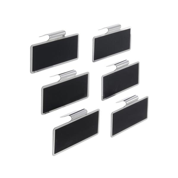 3" x 1.75" x .6" Stainless Steel Black Tag with Chalkboard / Tablecraft