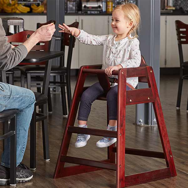 Mahogany Finish Wood High Chair (Ships Unassembled) / Winco