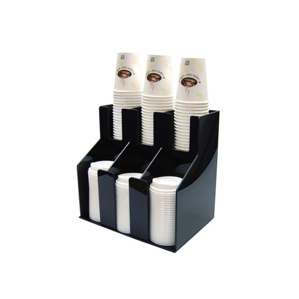 2 Tier 3 Stack Plastic Cup and Lid Organizer / Winco