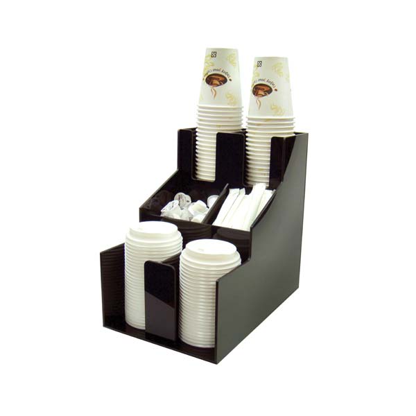 3 Tier 2 Stack Plastic Cup and Lid Organizer / Winco
