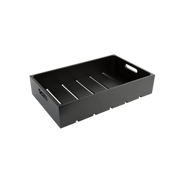 Gastronorm Black Wood Serving and Display Crate 21" x 13" x 4 1/4" / Tablecraft