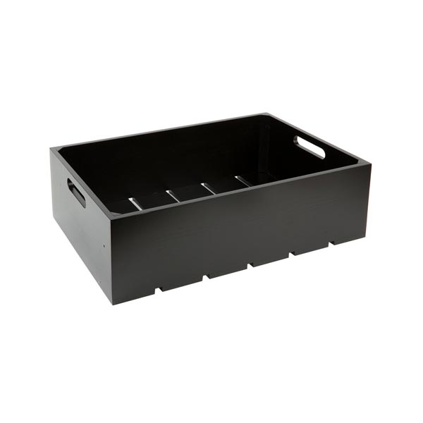Gastronorm Black Wood Serving and Display Crate 21" x 13" x 6 1/4" / Tablecraft