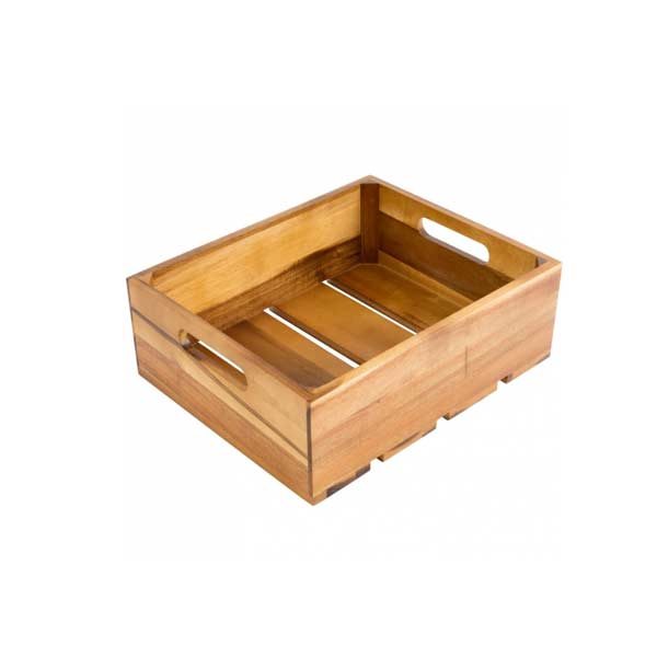 Gastronorm Acacia Wood Serving and Display Crate 13" x 10 3/8" x 4 1/4" / Tablecraft