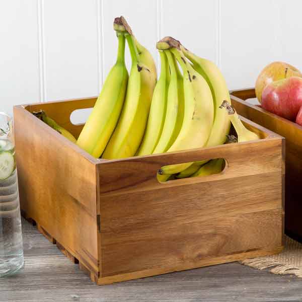 Gastronorm Acacia Wood Serving and Display Crate 13" x 10 3/8" x 6 1/4" / Tablecraft