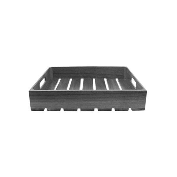 Gastronorm Black Wood Serving and Display Crate 13" x 7" x 4 1/4" / Tablecraft