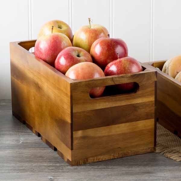Gastronorm Acacia Wood Serving and Display Crate 13" x 7" x 6 1/4" / Tablecraft