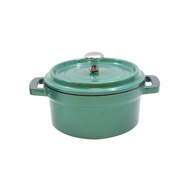 8 oz. Mediterranean Die Cast Aluminum Mini Round Cocotte - Emerald / Tablecraft