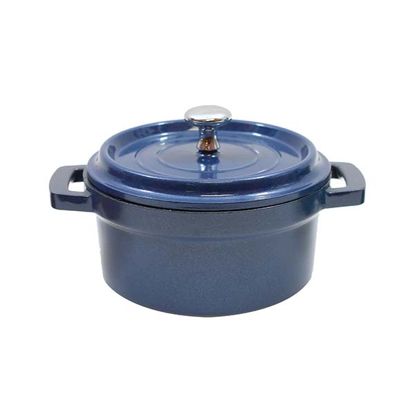 8 oz. Mediterranean Die Cast Aluminum Mini Round Cocotte - Blue / Tablecraft