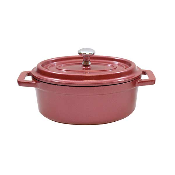 8 oz. Dusty Rose Die Cast Aluminum Mini Oval Cocotte / Tablecraft