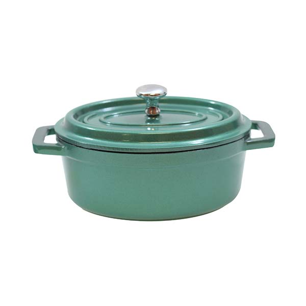 8 oz. Emerald Green Die Cast Aluminum Mini Oval Cocotte / Tablecraft