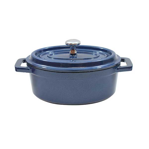 8 oz. Mediterranean Blue Die Cast Aluminum Mini Oval Cocotte / Tablecraft