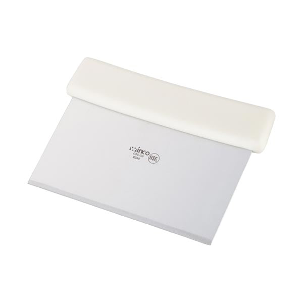 Stainless Steel 6" Dough Scraper with White Plastic Handle / Winco