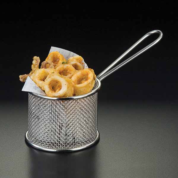 3 3/4" Round Stainless Steel Mini Fry Basket / Winco