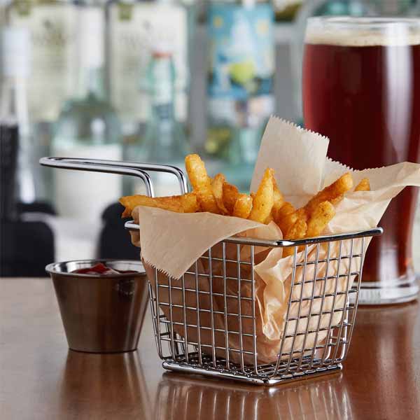 Square Stainless Steel Mini Fry Basket / Winco