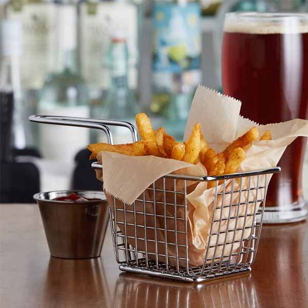 Rectangular Stainless Steel Mini Fry Basket / Winco