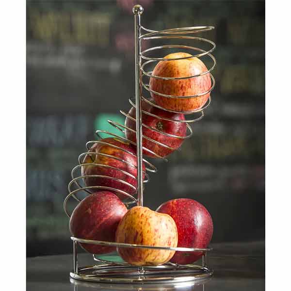 Chrome Plated 12.5" x 7" x 7" Spiral Fruit Basket / Tablecraft