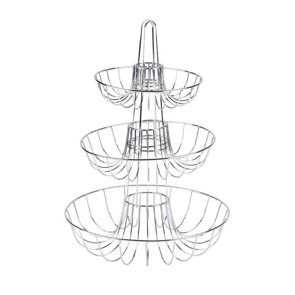 Meranda 3 Tiered Chrome-Plated Metal Fruit Basket / Tablecraft