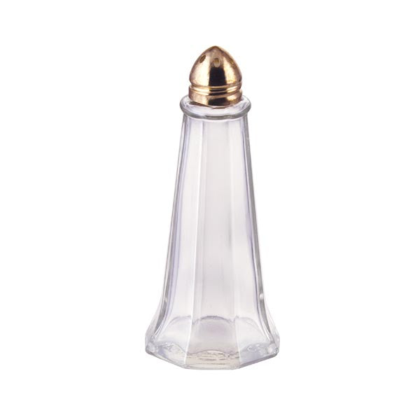 1 oz. Glass Tower Shaker with Brass-Toned Top / Winco