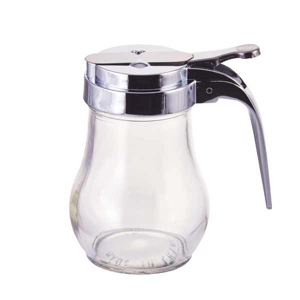 6 oz. Glass Syrup Dispenser with Chrome Plated Alloy Top / Winco