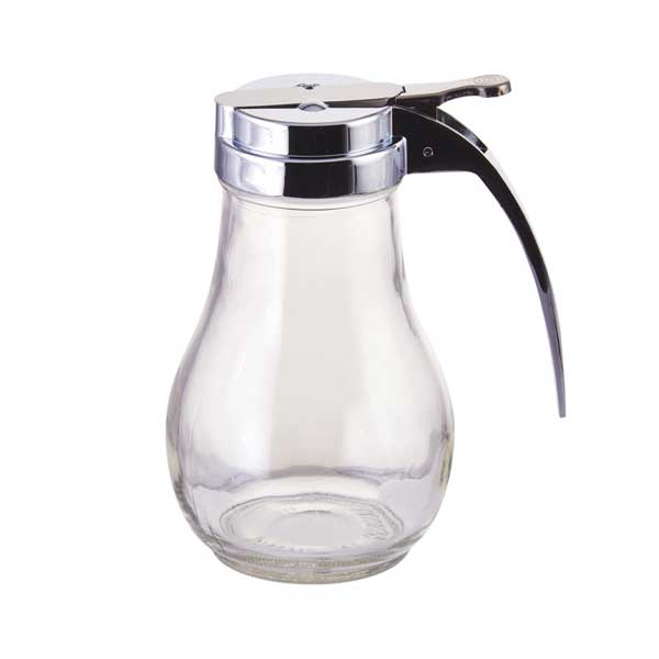 14 oz. Glass Syrup Dispenser with Chrome Plated Alloy Top / Winco