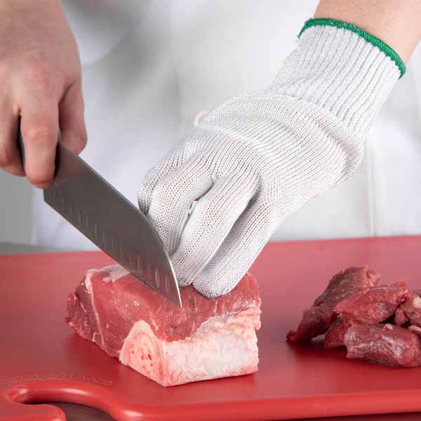White Medium The Protector Glove with Green Cuff / Tablecraft