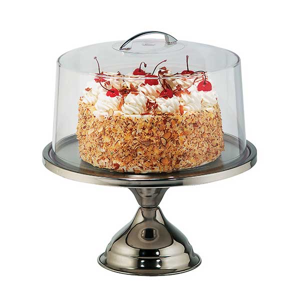 12" Round Cake Stand & Acrylic Cover Set, Stainless / Tablecraft