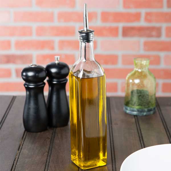 16 oz Glass Olive Oil Bottles with Stainless Steel Pourers