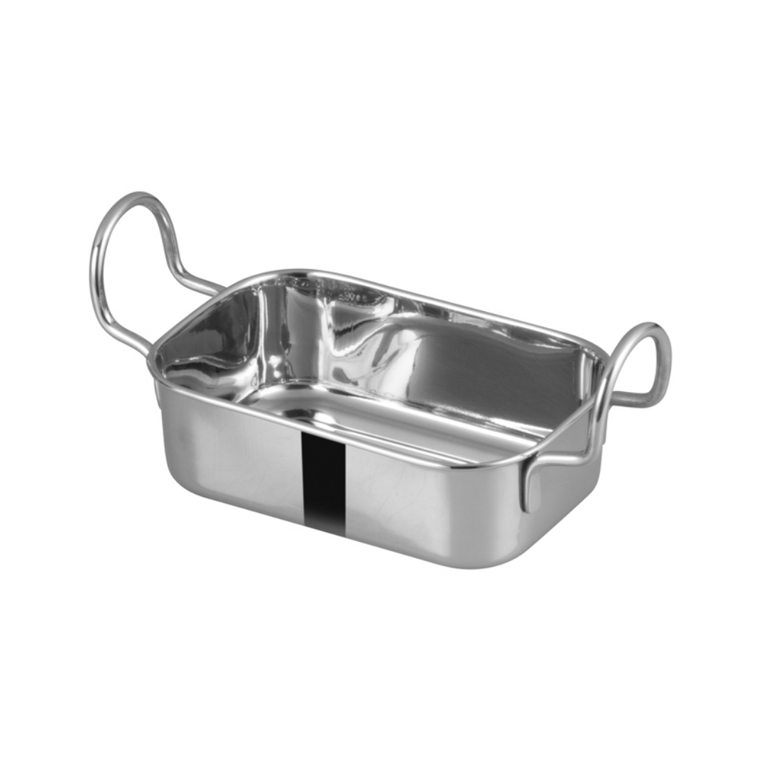 Stainless Steel Mini Roasting Pan Serving Dish with 2 Handle - Winco