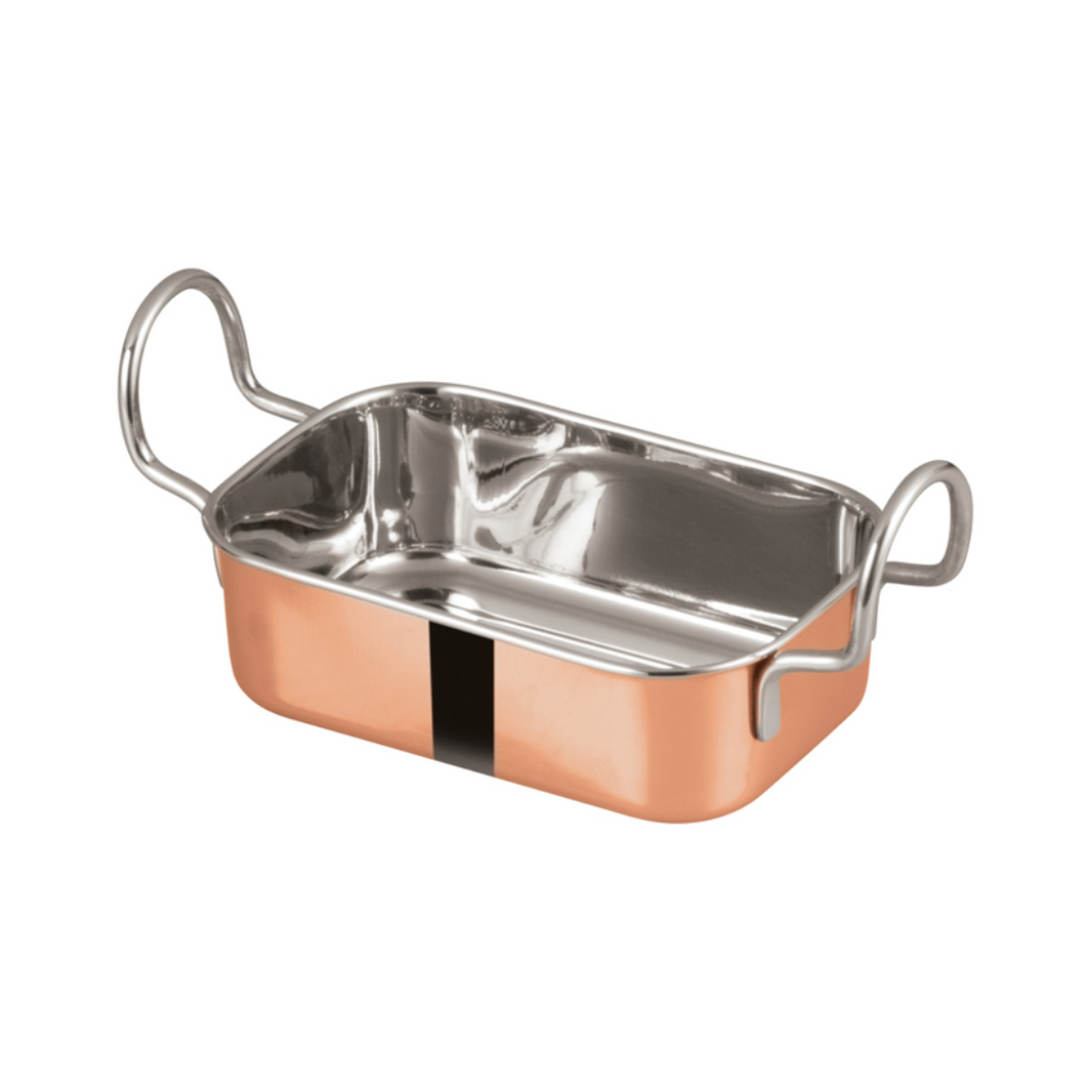 Copper Plated Mini Roasting Pan Serving Dish with 2 Handle - Winco