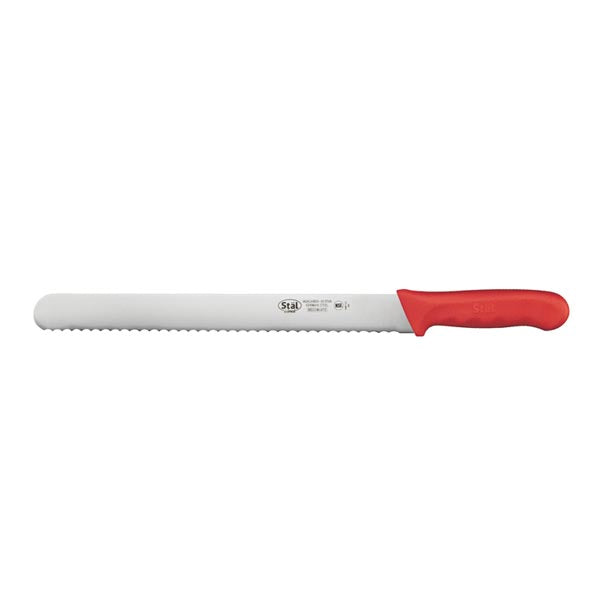 12" Straight Bread Knife with Red Handle / Winco