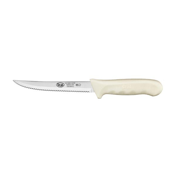 5 1/2" High Carbon Steel Utility Knife with White Handle / Winco