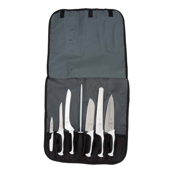 8-Piece White Handled Knife Roll Set Mercer - Main Image